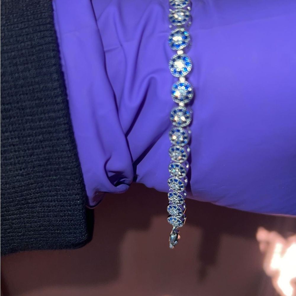 Elegant Silver and Blue Tennis Bracelet